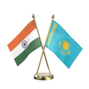 Kazakhstan Table Flag With Brass Base And Brass Pole