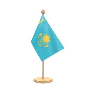 kazakhstan Table Flag With wooden Base And wooden pole
