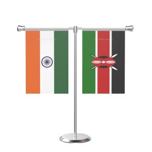 Kenya T Shaped Table Flag with Stainless Steel Base and Pole