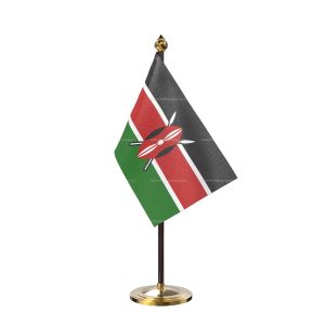 Kenya Table Flag With Golden Base And Plastic pole