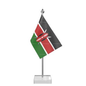 Kenya Table Flag With Stainless Steel Pole And Transparent Acrylic Base Silver Top