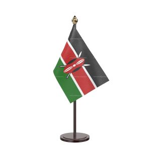 Kenya Table Flag With Black Acrylic Base And Gold Top