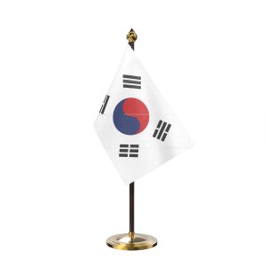 Korea, Republic of (South Korea) Table Flag With Golden Base And Plastic pole