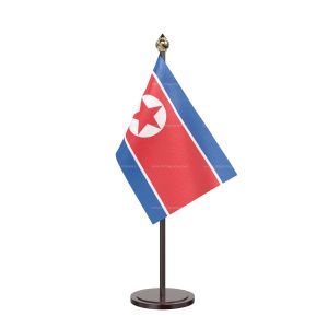 Korea, Democratic People'S Rep. (North Korea) Table Flag With Black Acrylic Base And Gold Top