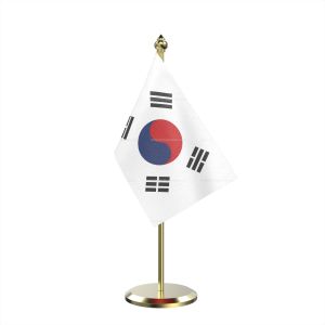 Single Korea, Republic Of (South Korea) Table Flag With Brass Base And Brass Pole