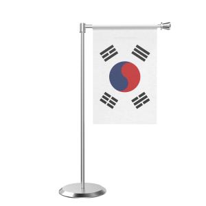 L Shape Table Korea, Republic Of (South Korea) Table Flag With Stainless Steel Base And Pole