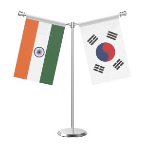 Y Shaped Korea, Republic Of (South Korea) Table Flag With Stainless Steel Base And Pole