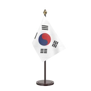 Korea, Republic Of (South Korea) Table Flag With Black Acrylic Base And Gold Top