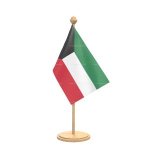 kuwait Table Flag With wooden Base And wooden pole