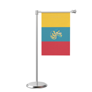 L Shape Table Latin Table Flag With Stainless Steel Base And Pole