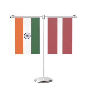 Lativa T Shaped Table Flag with Stainless Steel Base and Pole
