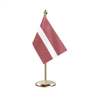 Single Lativa Table Flag With Brass Base And Brass Pole