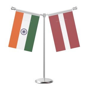 Y Shaped Lativa Table Flag With Stainless Steel Base And Pole