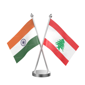 Lebanon Table Flag With Stainless Steel Base and Pole