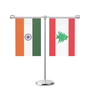 Lebanon T Shaped Table Flag with Stainless Steel Base and Pole