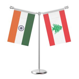 Y Shaped Lebanon Table Flag With Stainless Steel Base And Pole
