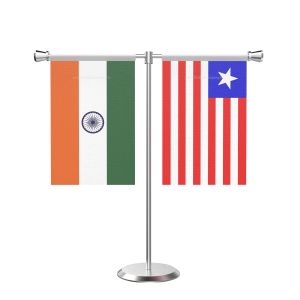 Leberia T Shaped Table Flag with Stainless Steel Base and Pole