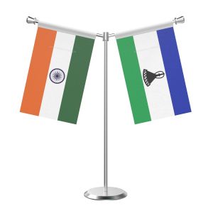 Y Shaped Lesothos Table Flag With Stainless Steel Base And Pole