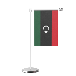 L Shape Table Libya Table Flag With Stainless Steel Base And Pole