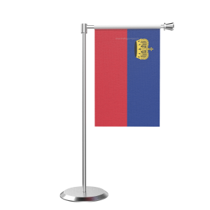 L Shape Table Liechtenstein Table Flag With Stainless Steel Base And Pole
