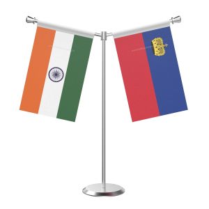 Y Shaped Liechtenstein Table Flag With Stainless Steel Base And Pole