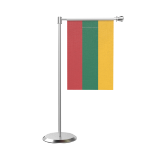 L Shape Table Lithuania Table Flag With Stainless Steel Base And Pole