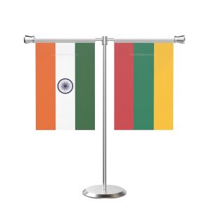 Lithuania T Shaped Table Flag with Stainless Steel Base and Pole