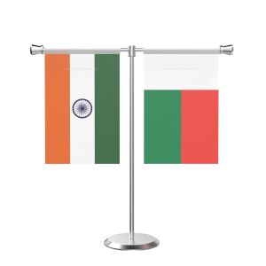 Madagascar T Shaped Table Flag with Stainless Steel Base and Pole