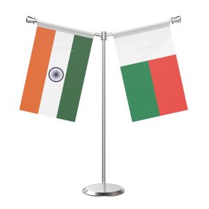 Y Shaped Madagascar Table Flag With Stainless Steel Base And Pole