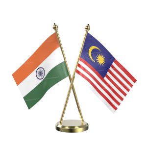 Malaysia Table Flag With Brass Base And Brass Pole