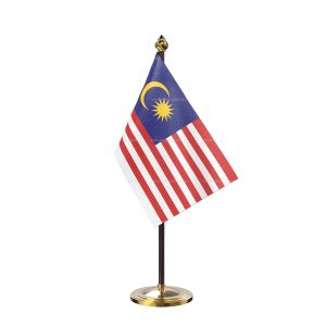 malaysia Table Flag With Golden Base And Plastic pole