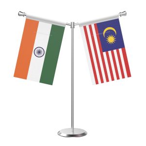Y Shaped Malaysia Table Flag With Stainless Steel Base And Pole