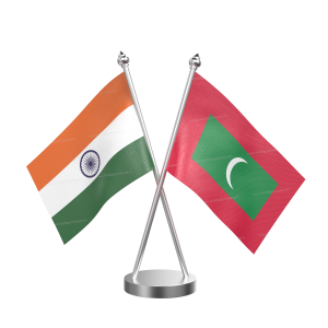Maldives Table Flag With Stainless Steel Base and Pole
