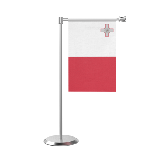 L Shape Table Malta Table Flag With Stainless Steel Base And Pole
