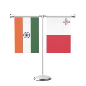 Malta T Shaped Table Flag with Stainless Steel Base and Pole