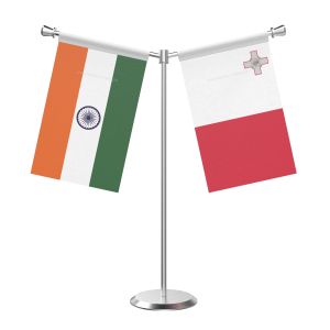Y Shaped Malta Table Flag With Stainless Steel Base And Pole