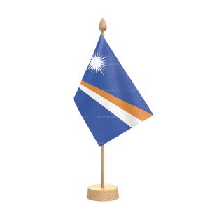 Marshall islands Table Flag With Wooden Base and 15" Wooden Pole