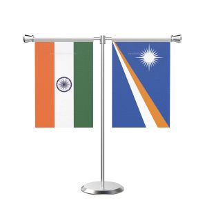 Marshall Islands T Shaped Table Flag with Stainless Steel Base and Pole