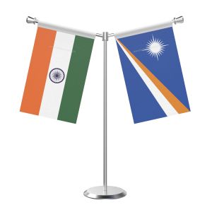 Y Shaped Marshall Islands Table Flag With Stainless Steel Base And Pole