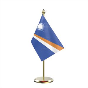 Single Marshall Islands Table Flag With Brass Base And Brass Pole