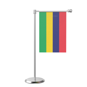 L Shape Table Mauritius Table Flag With Stainless Steel Base And Pole