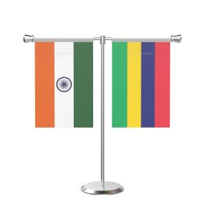 Mauritius T Shaped Table Flag with Stainless Steel Base and Pole
