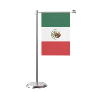 L Shape Table Mexico Table Flag With Stainless Steel Base And Pole