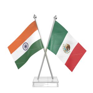 Mexico Table Flag With Stainless Steel pole and transparent acrylic base silver top