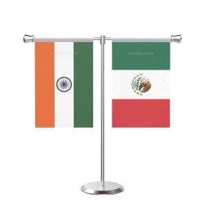 Mexico T Shaped Table Flag with Stainless Steel Base and Pole