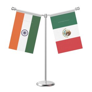 Y Shaped Mexico Table Flag With Stainless Steel Base And Pole