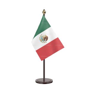 Mexico Table Flag With Black Acrylic Base And Gold Top