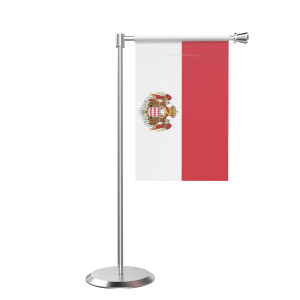 L Shape Table Monaco Table Flag With Stainless Steel Base And Pole