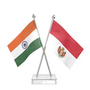 Monaco Table Flag With Stainless Steel pole and transparent acrylic base silver top