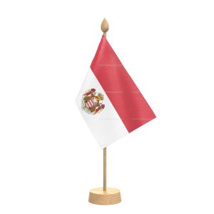 Monaco Table Flag With Wooden Base and 15" Wooden Pole